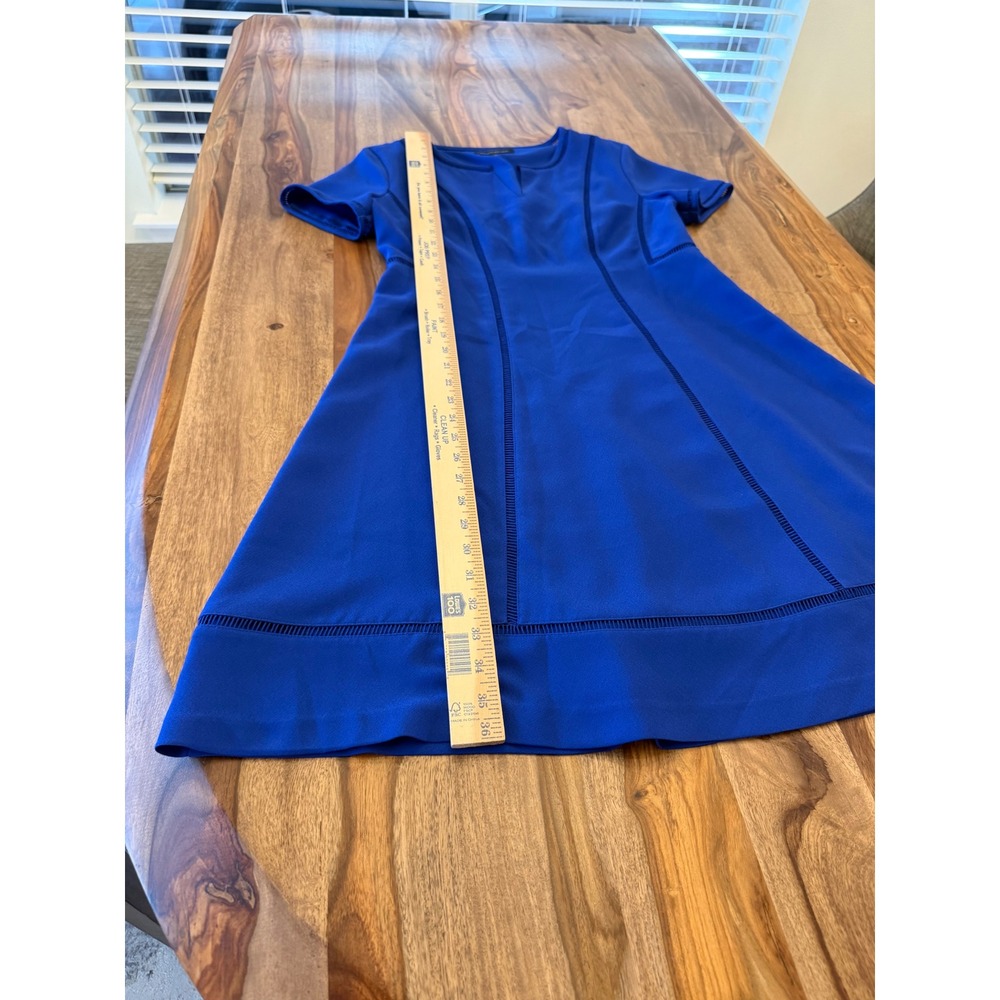 Banana‎ Republic Blue Sheath Dress V Neck Short Sleeve Knee Length Size 4 - Picture 9 of 14